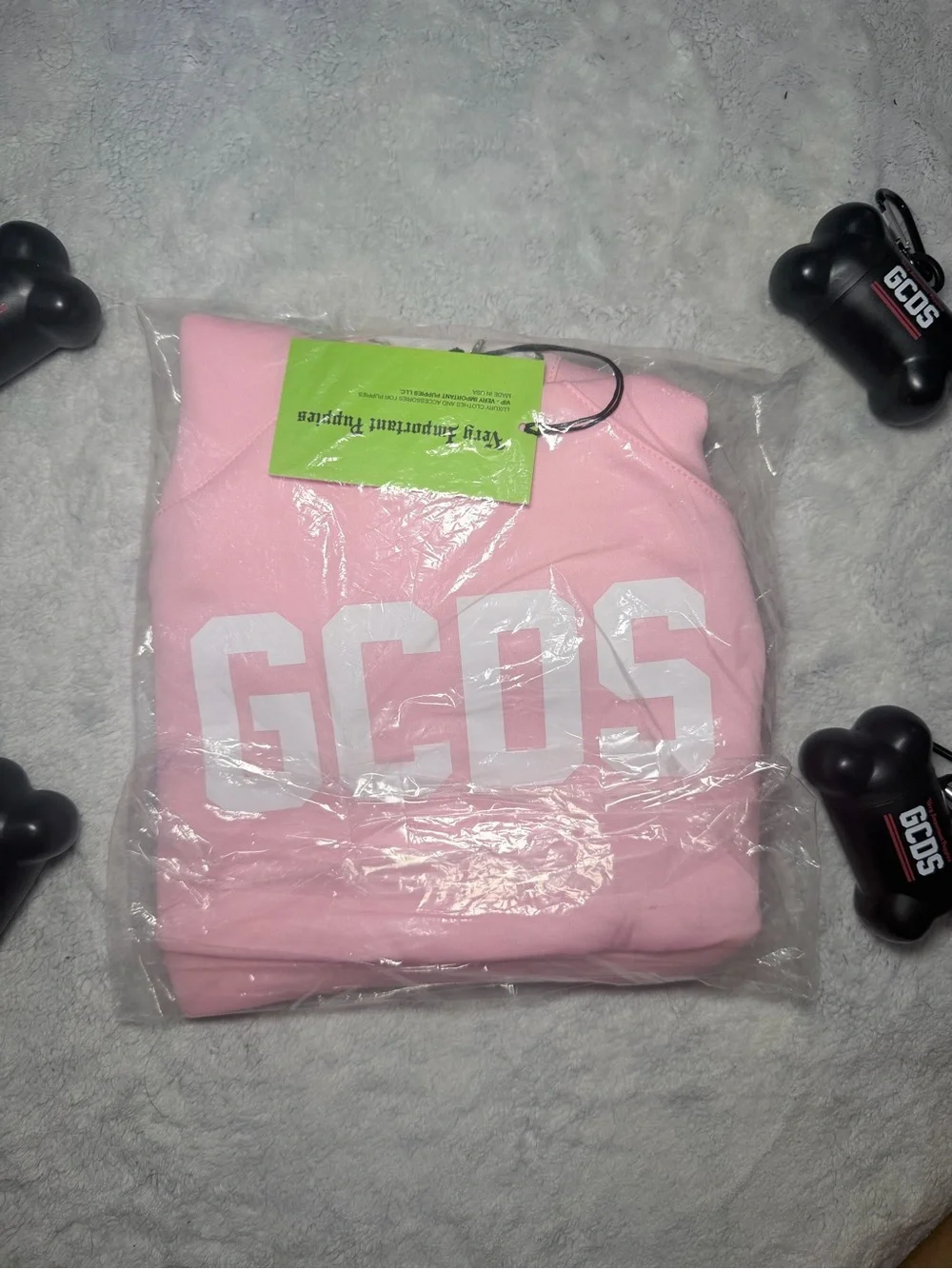 GCDS x Very Important Puppies Pink Logo Dog Sweatshirt Hoodie Luxury Pet Size S
